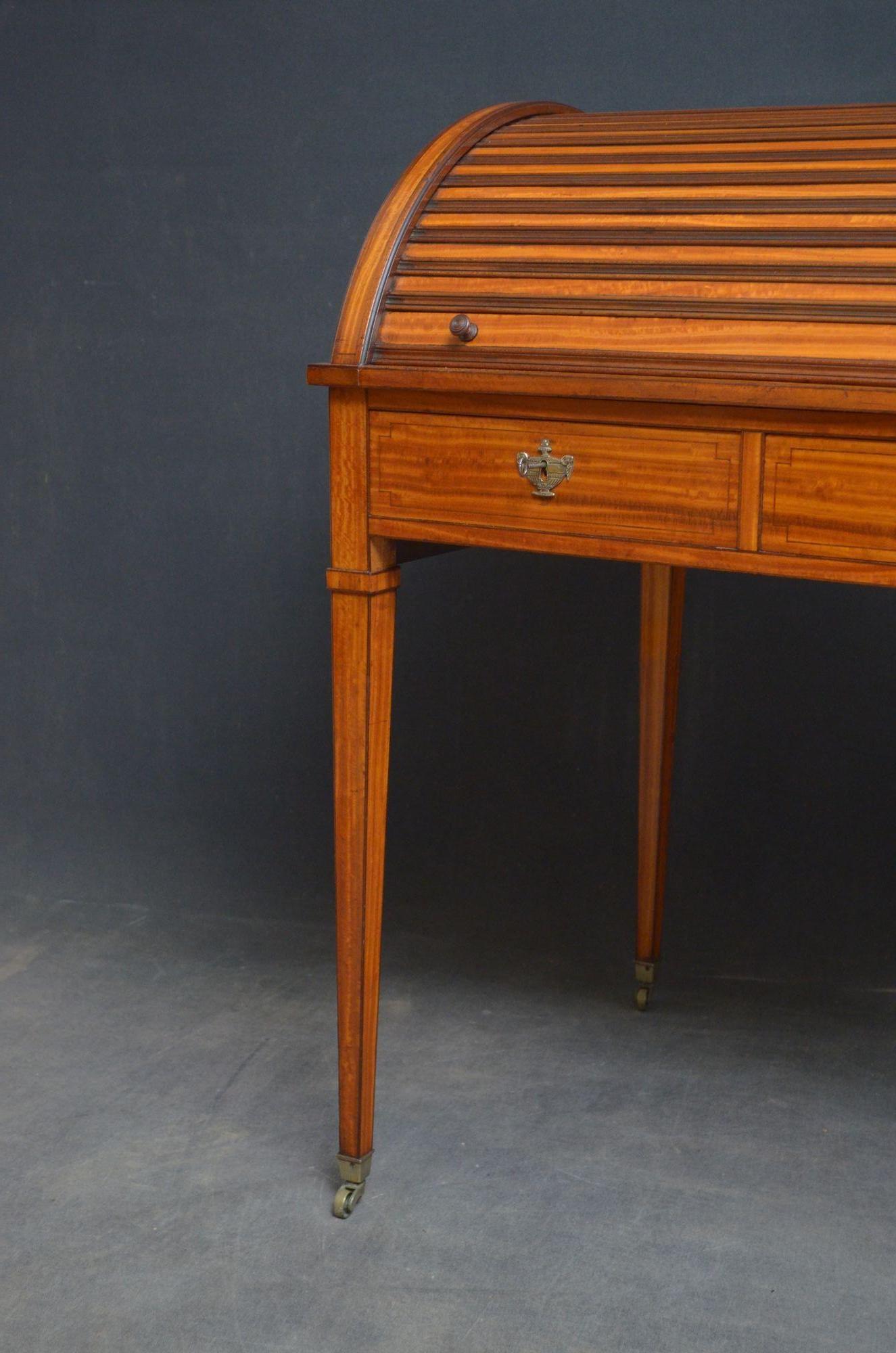 Superb Sheraton Revival Satinwood Desk For Sale 9