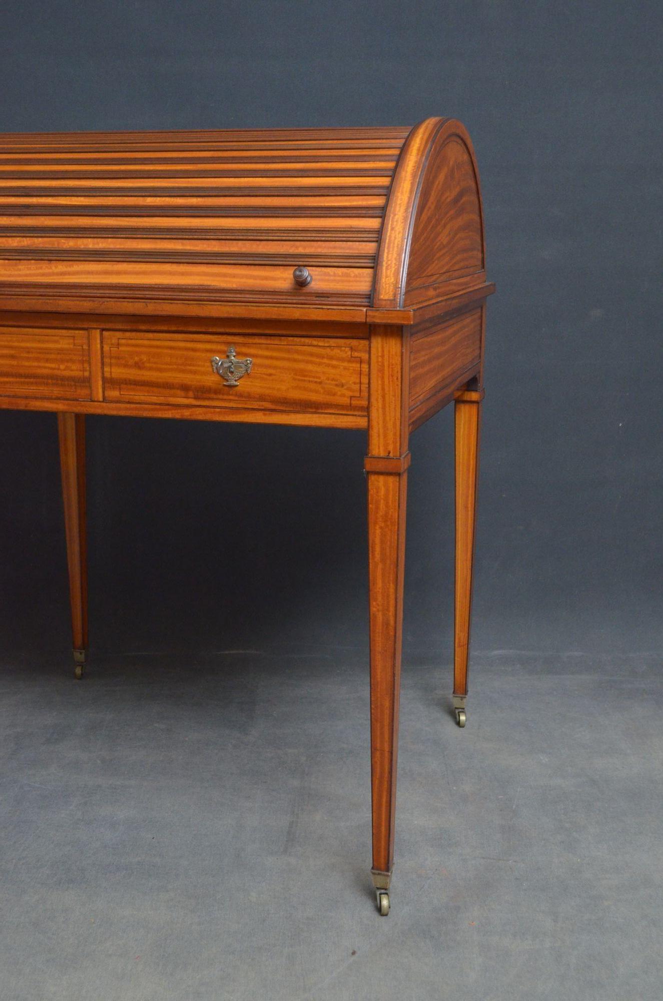 Superb Sheraton Revival Satinwood Desk For Sale 10