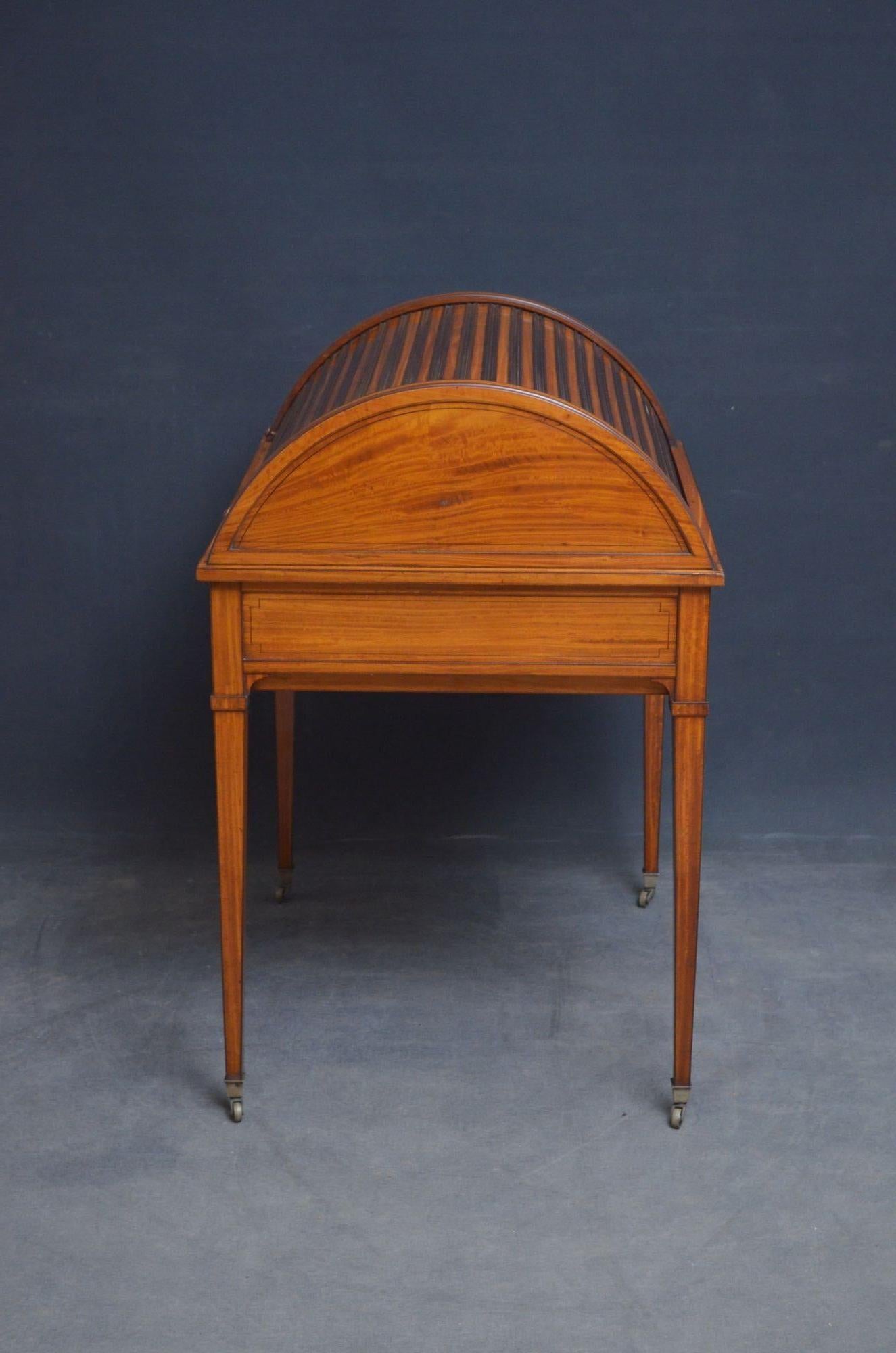 Superb Sheraton Revival Satinwood Desk For Sale 11