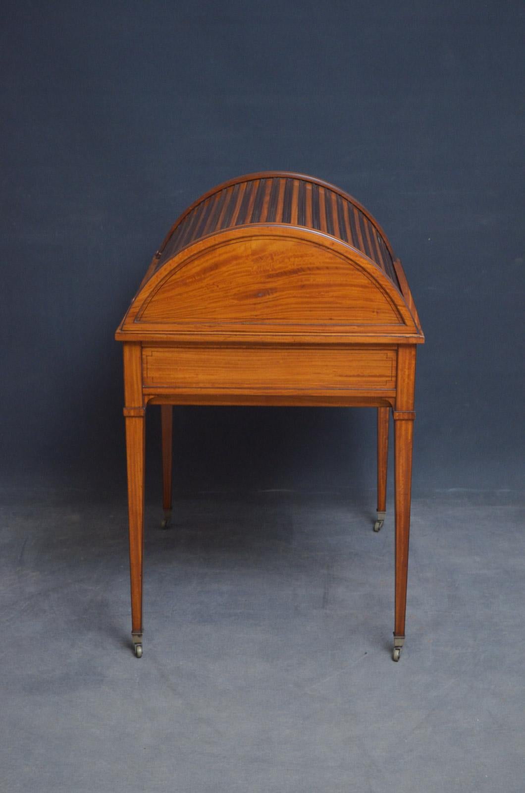 Superb Sheraton Revival Satinwood Desk For Sale 12