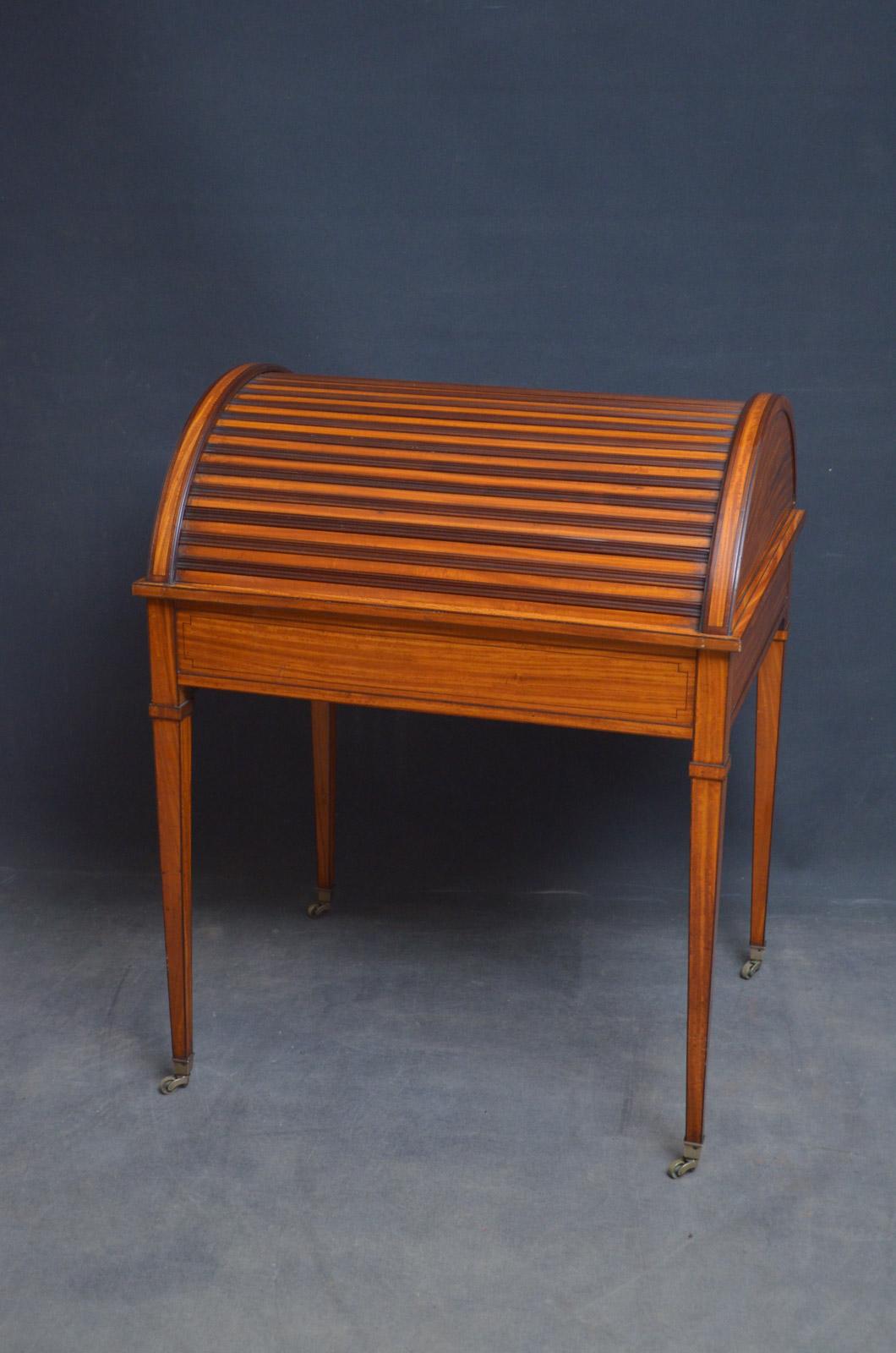 Superb Sheraton Revival Satinwood Desk For Sale 13