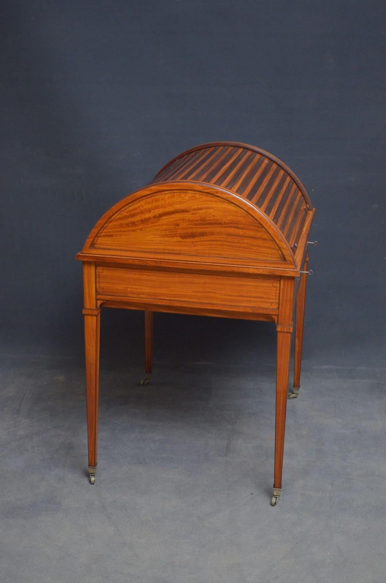 Superb Sheraton Revival Satinwood Desk For Sale 13