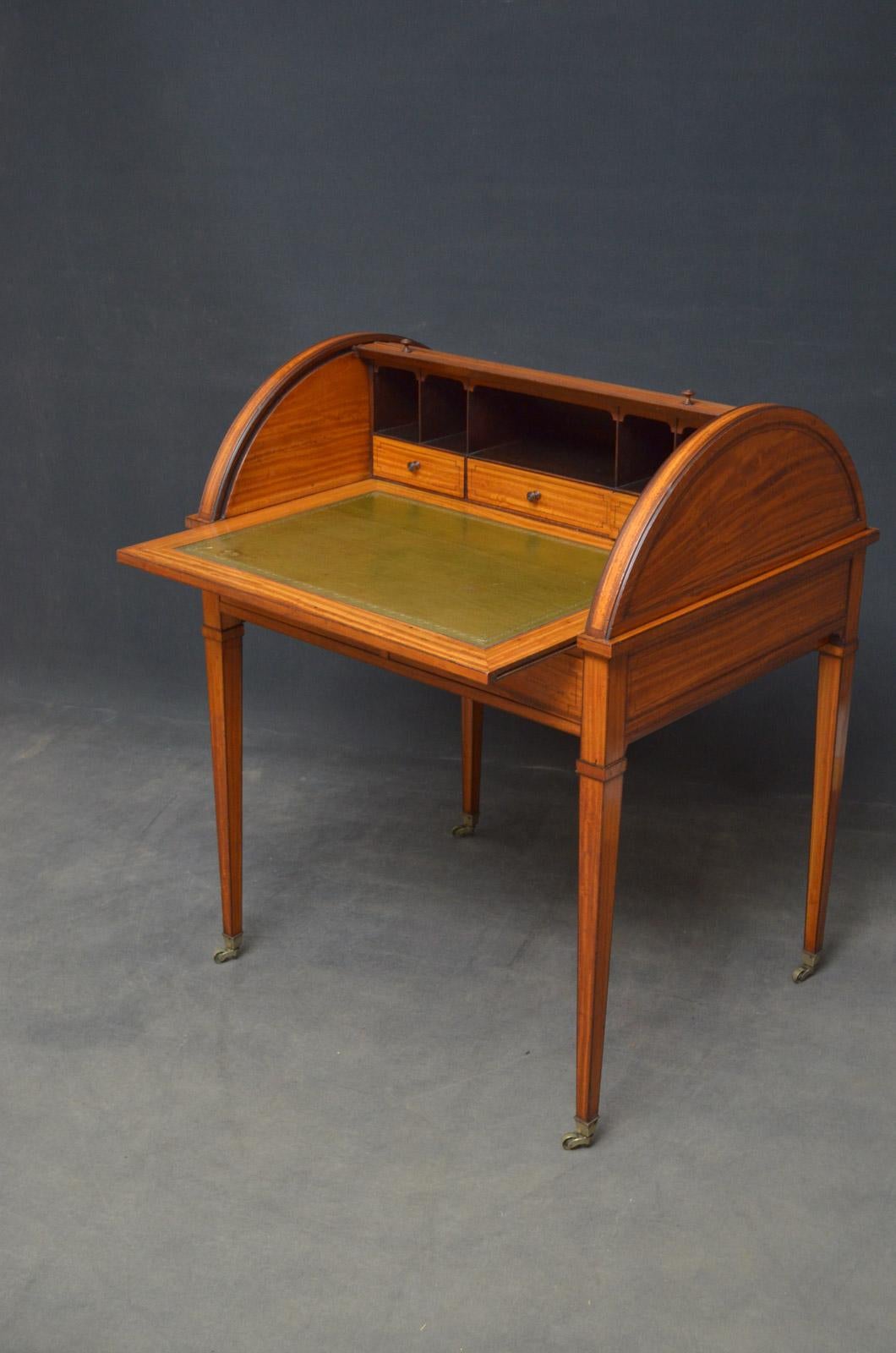 Superb Sheraton Revival Satinwood Desk For Sale 2