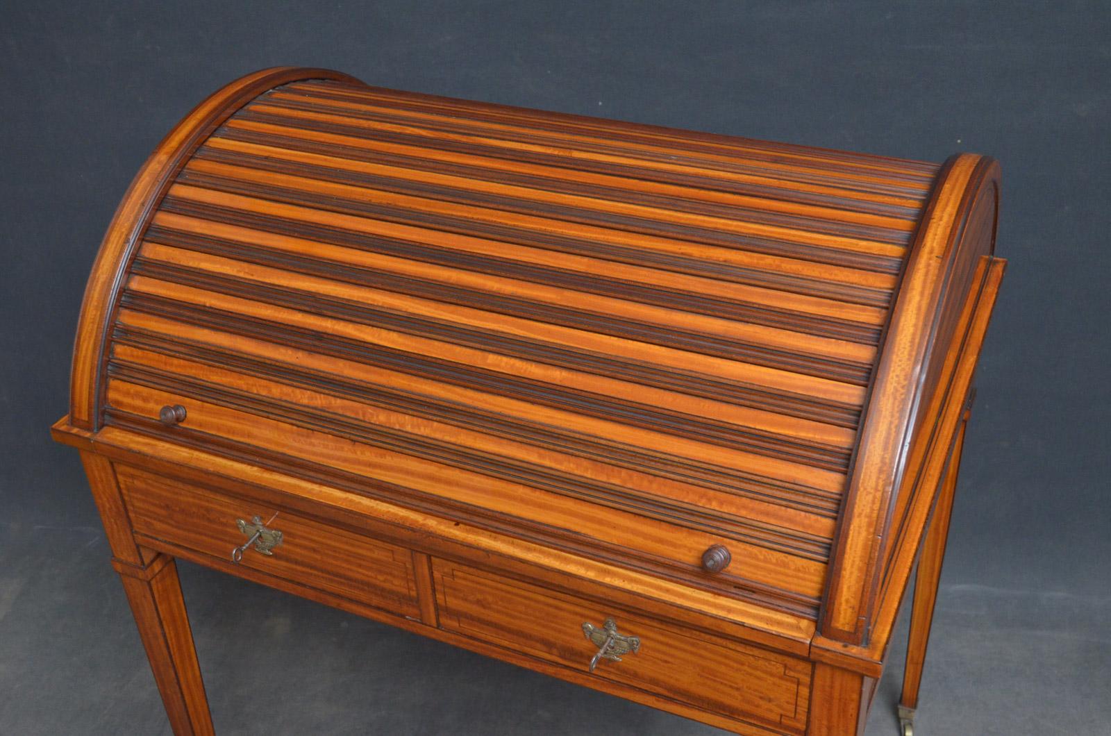 Superb Sheraton Revival Satinwood Desk For Sale 3