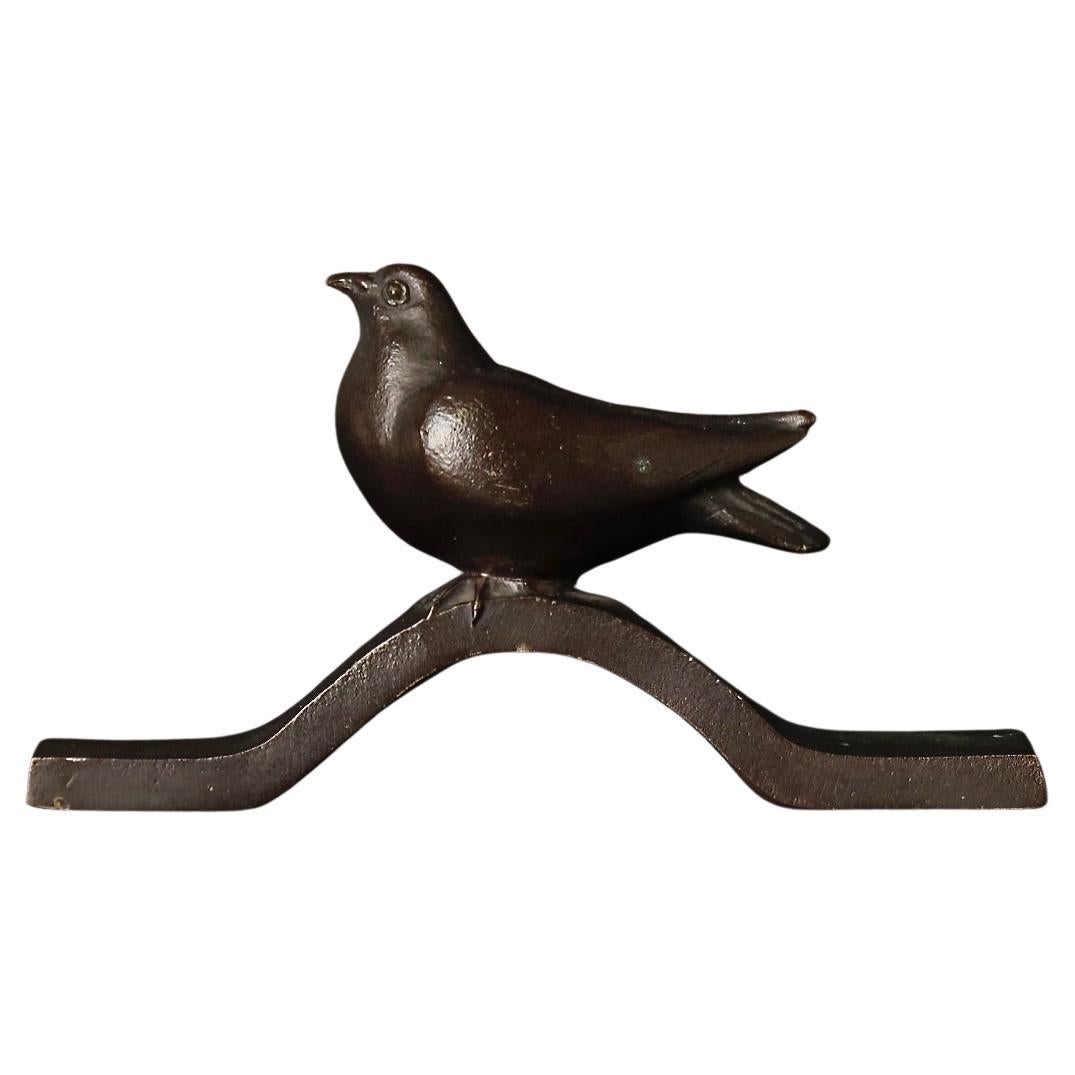 Superbe Okimono d'oiseau en bronze japonais signé