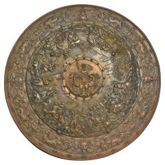 Superb Silverplated Circular Shield Depicting Battle Scene