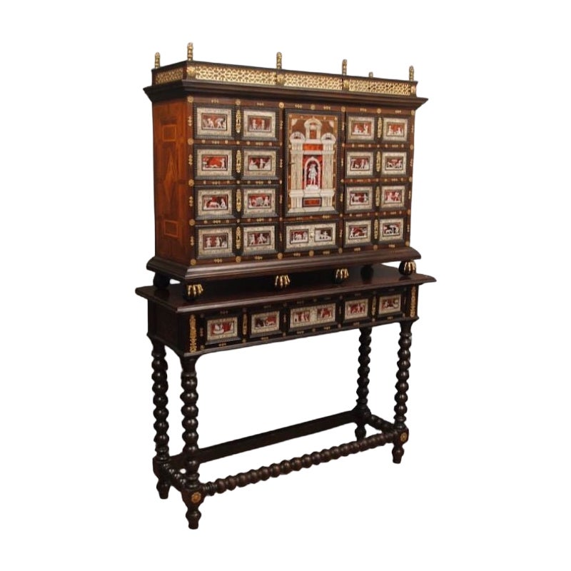 Superb Spanish Inlaid Cabinet On Stand