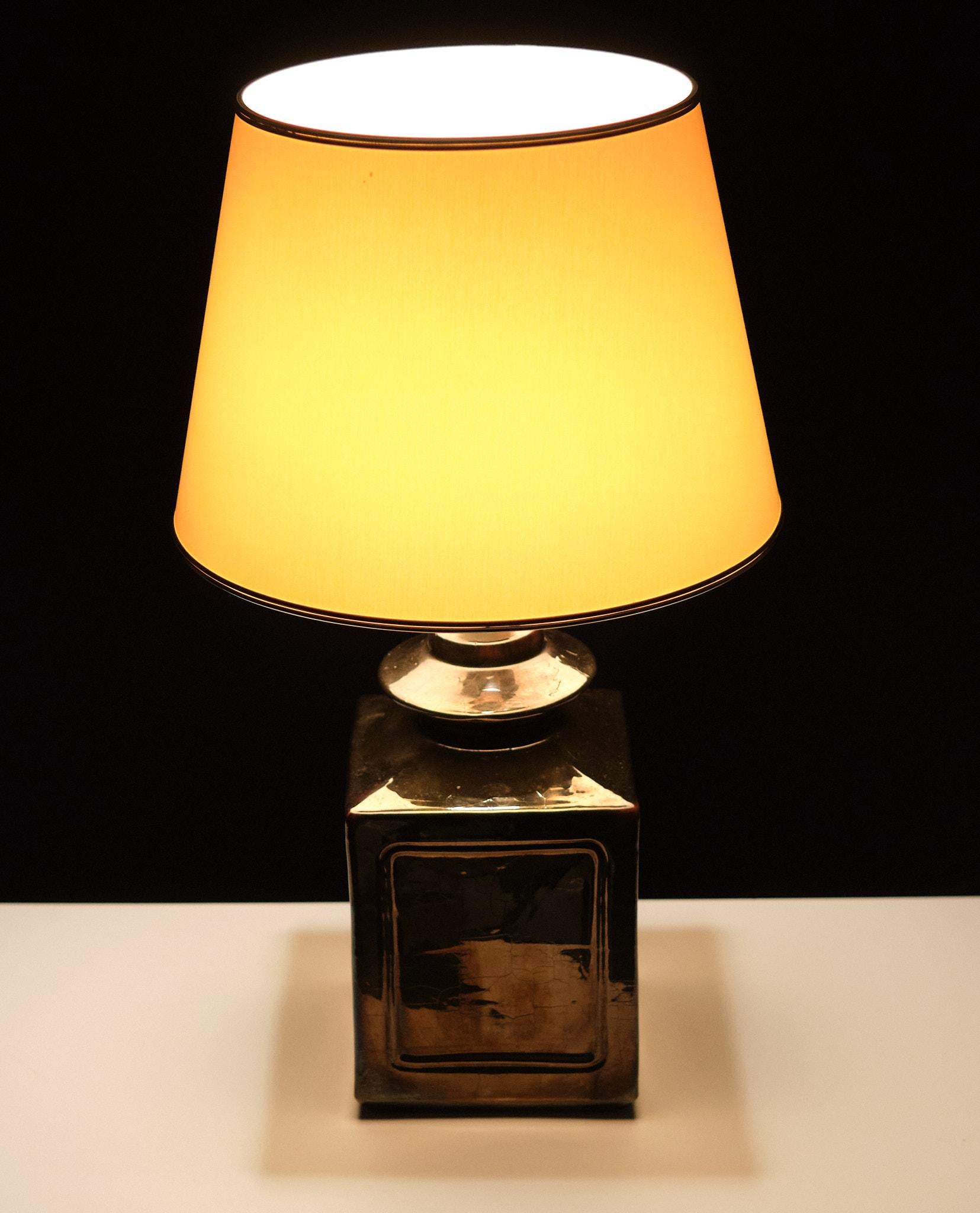 Superb square Ceramic Table lamp  1970s France  For Sale 4