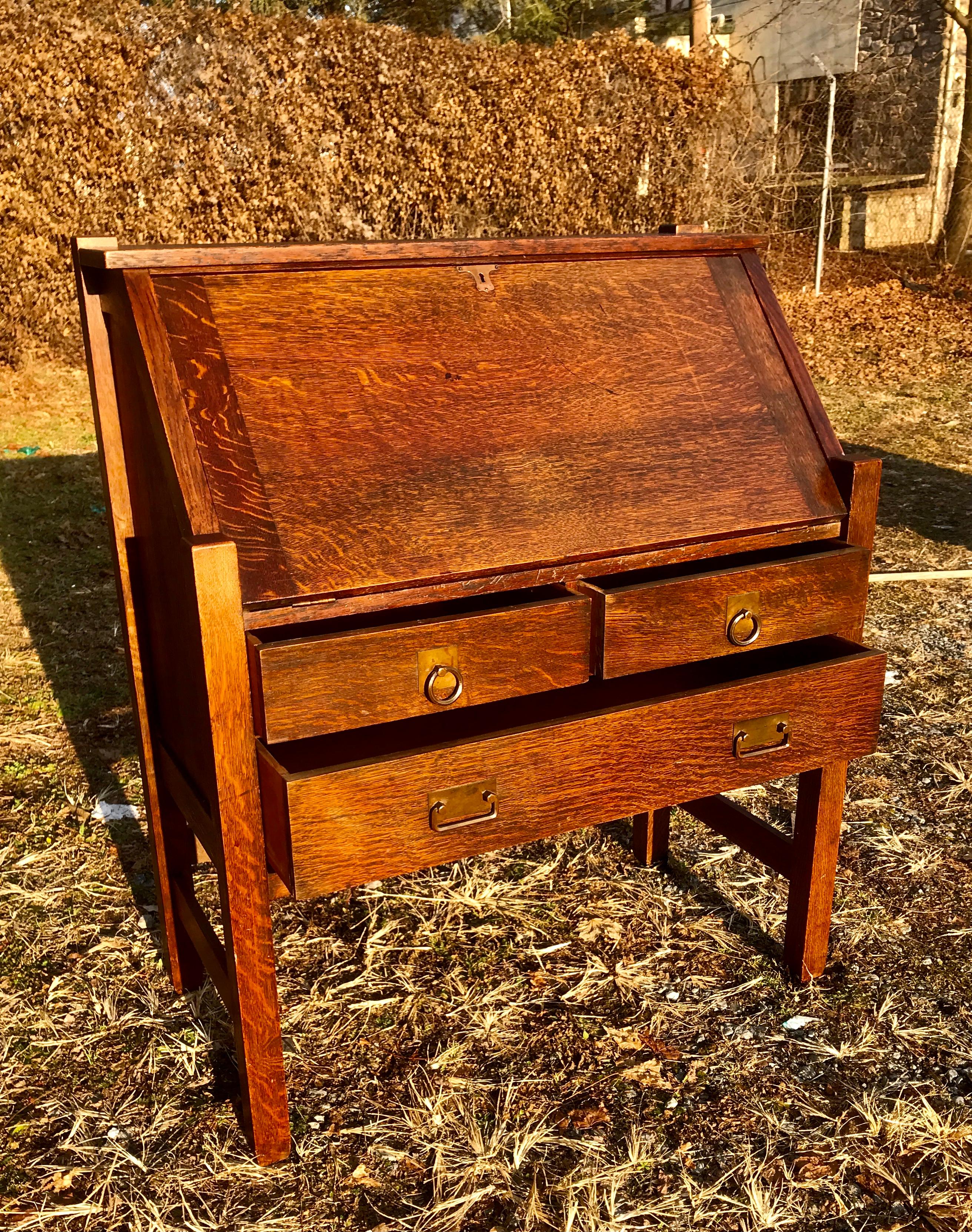 This is a nice Antique Stickley Brothers Drop Front Desk in good condition. The desk has it's original finish and original hardware. STURDY & STRONG and ready for use in your home or office.
We made a mistake in the price but we will honor the price