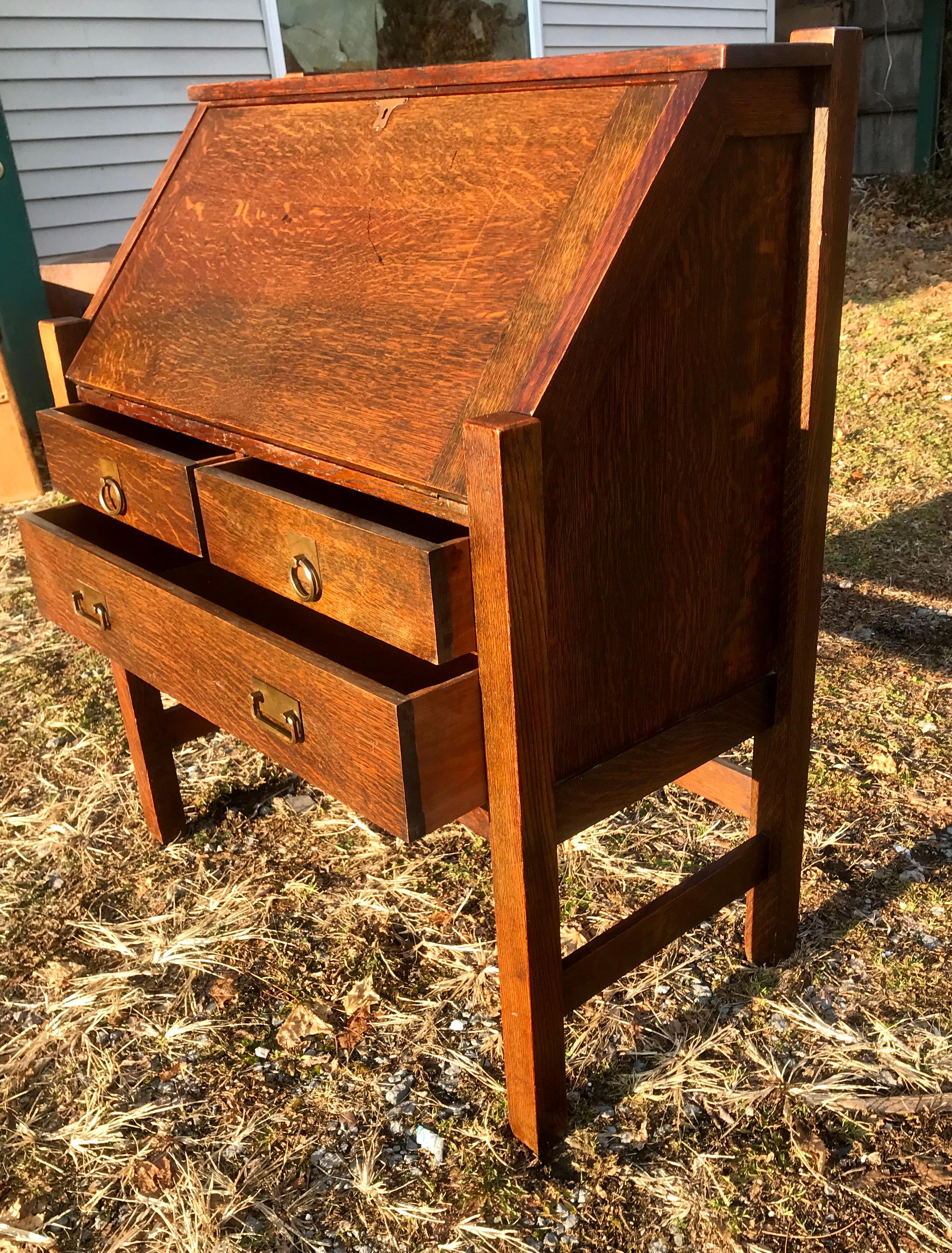 Arts and Crafts ANTIQUE nice  STICKLEY BROS  Drop Front Desk - W7568
