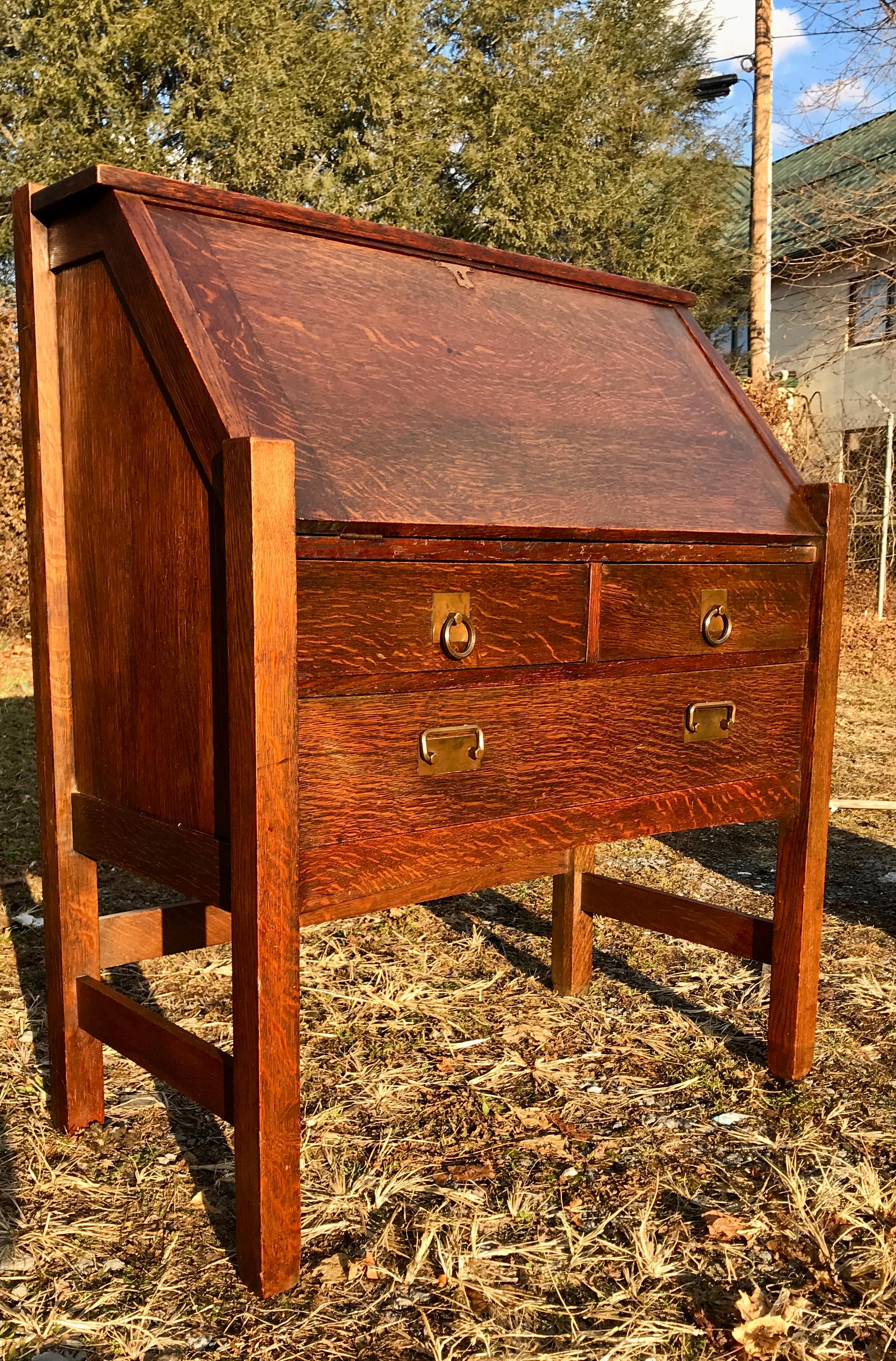 Oak ANTIQUE nice  STICKLEY BROS  Drop Front Desk - W7568