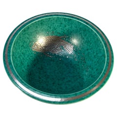 Superb Stylised Fish Bowl, Applied Silver, Wilhelm Kage, Argenta, Gustavsberg