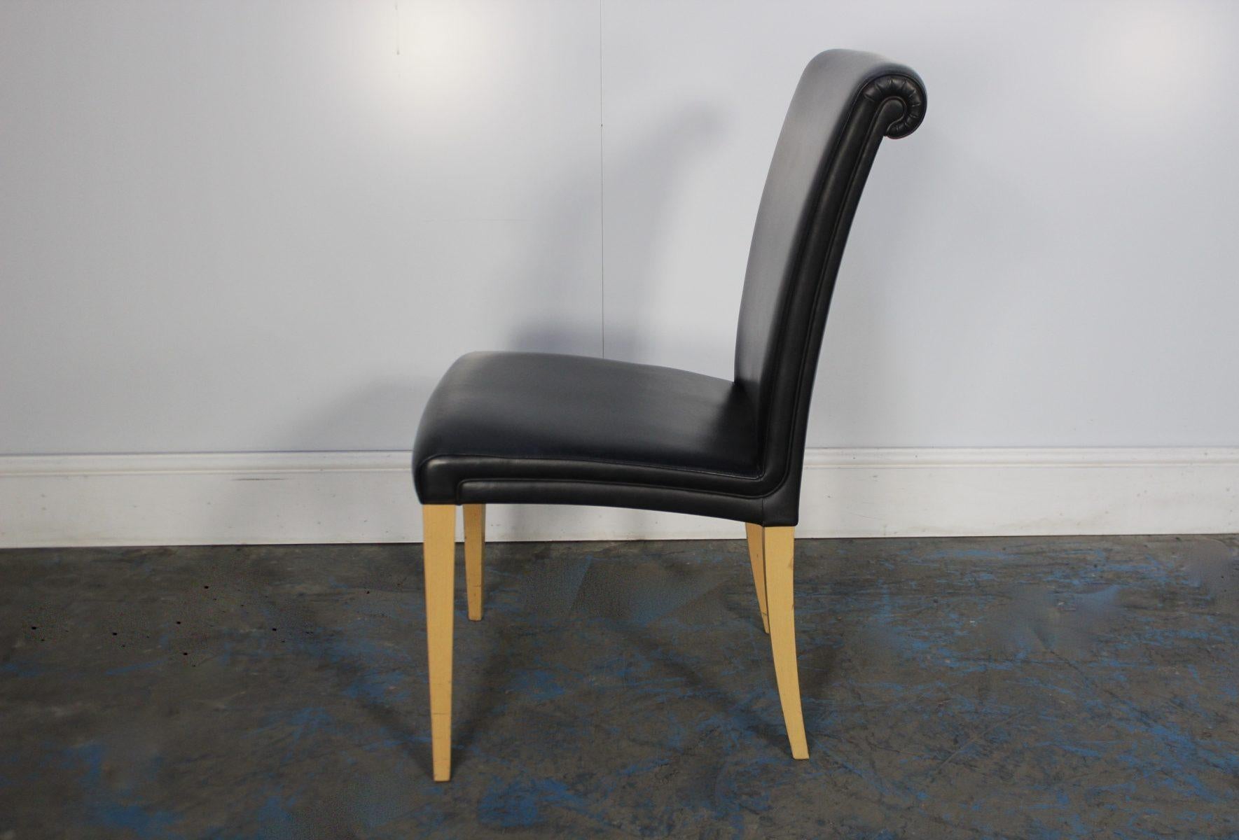 Leather Superb Suite of 12 Poltrona Frau “Vittoria” Dining Chairs in Black “Pelle Frau” For Sale
