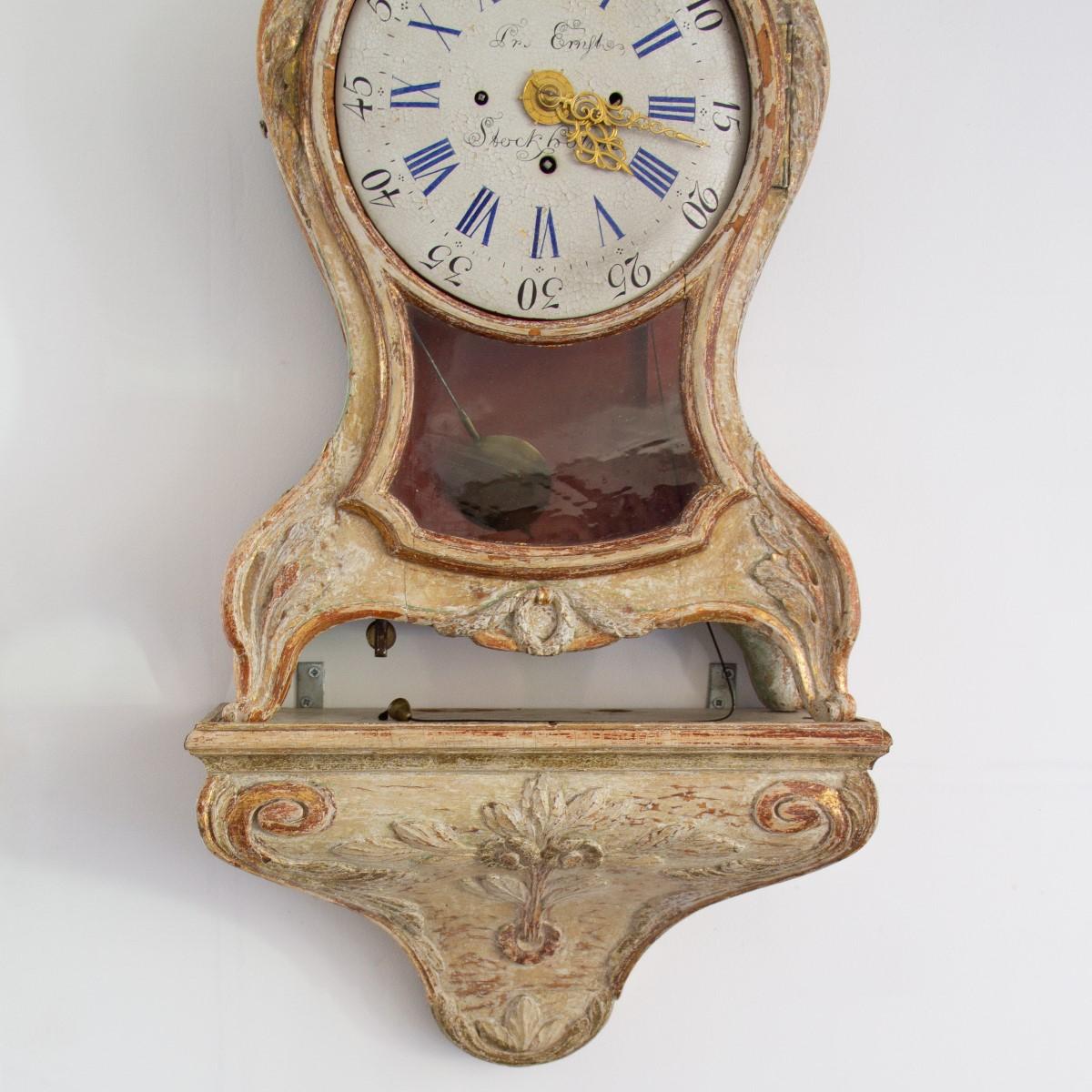 A Superb Swedish Rococo Cartel Clock with Bracket circa 1760 6