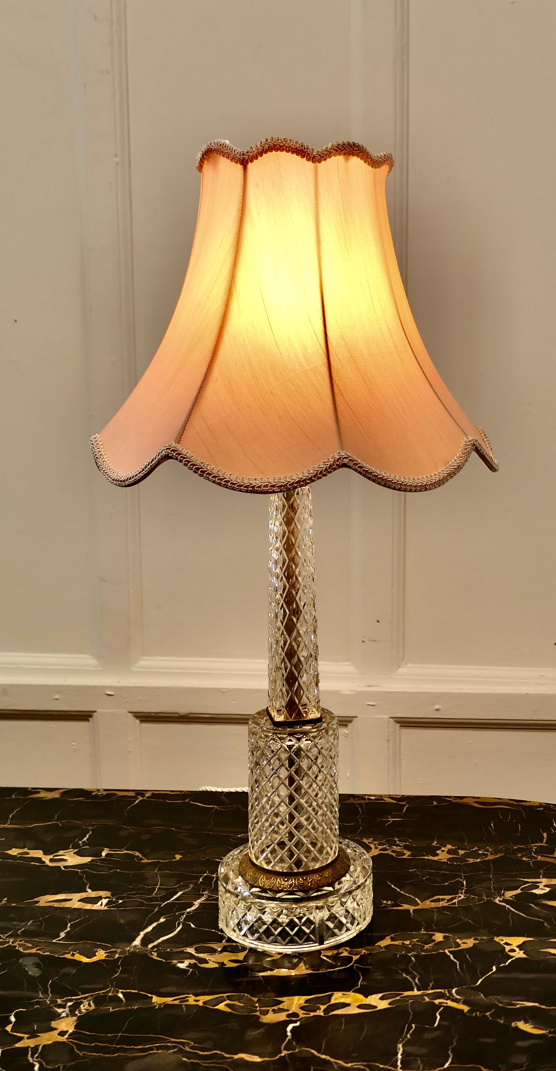 Superb Tall Art Deco Cut Glass Table Lamp  For Sale 1