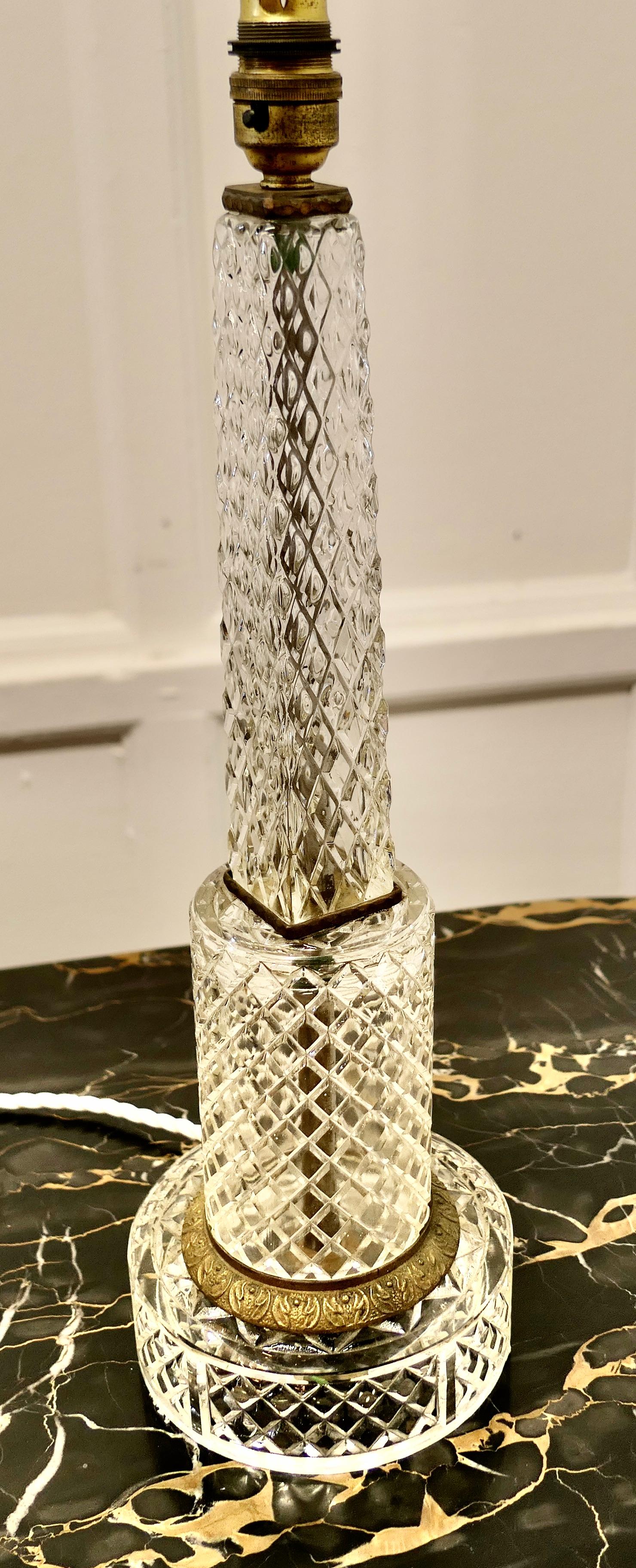 Superb Tall Art Deco Cut Glass Table Lamp  For Sale 3