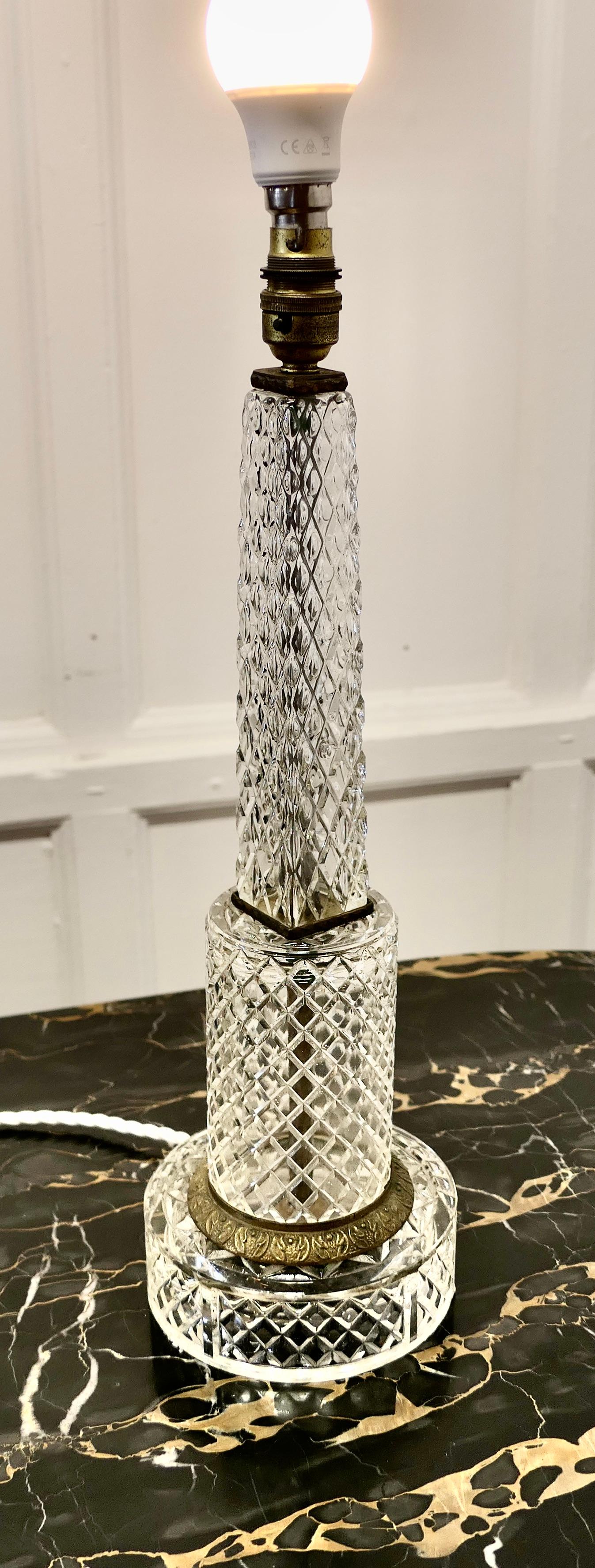Superb Tall Art Deco Cut Glass Table Lamp  For Sale 4