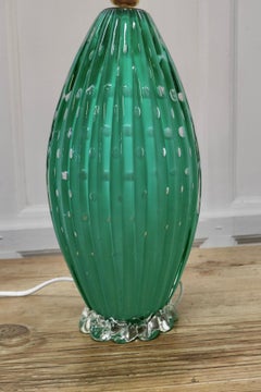 Superb Tall Murano Turquoise Glass Lamp, with Controlled Bubbles