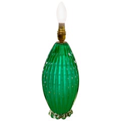 Superb Tall Murano Turquoise Glass Lamp, with Controlled Bubbles