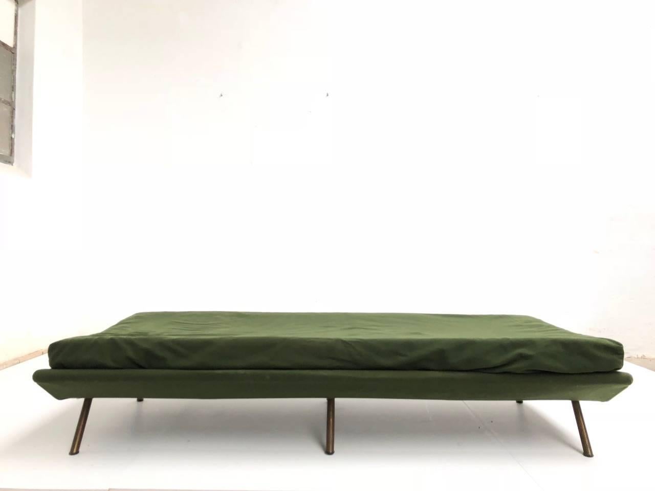 Superb 'Triennale' Brass Leg Daybed by Zanuso for Arflex, 1951, Original Labels 5