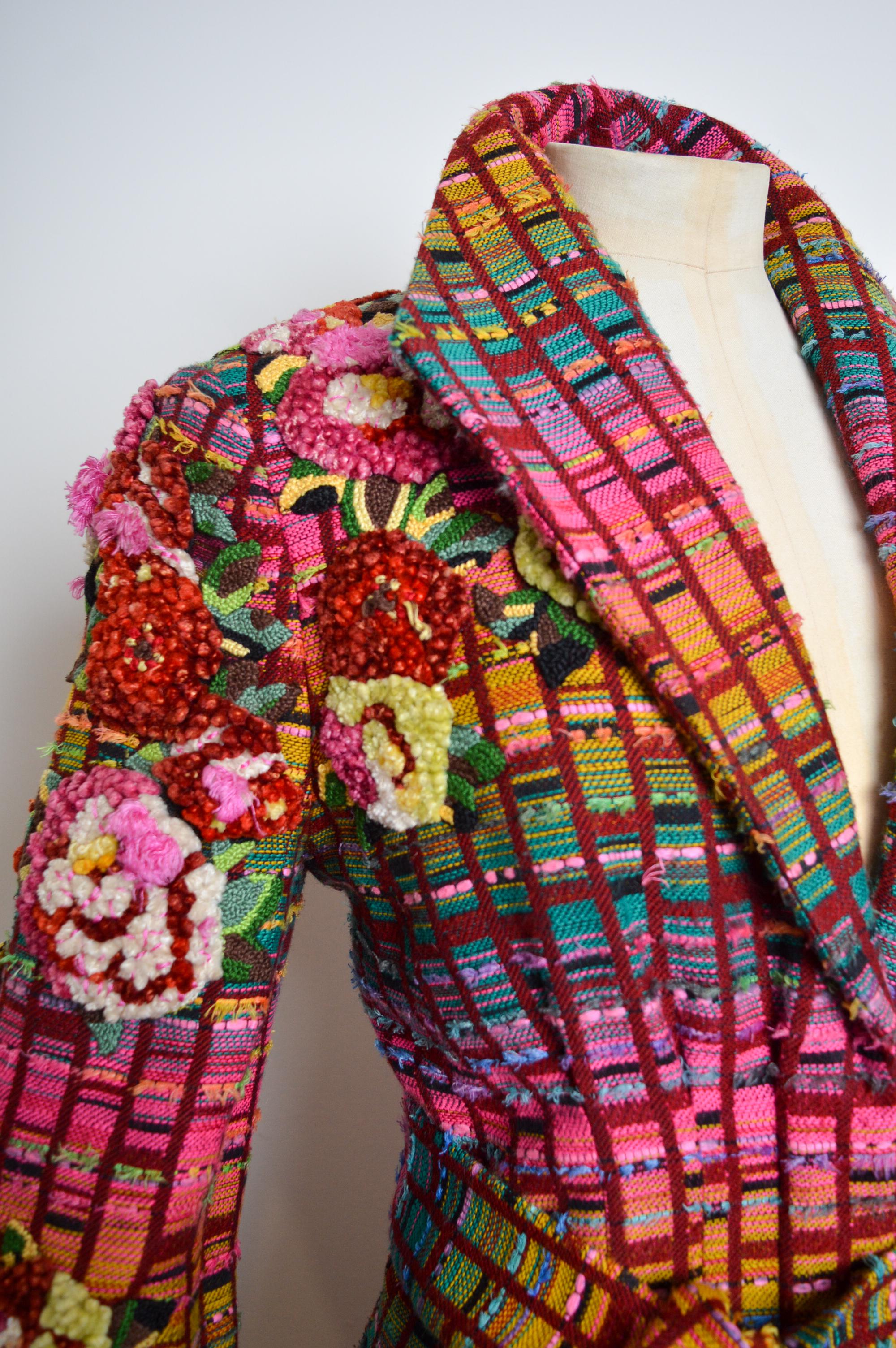 Women's or Men's Superb Tweed Mathew Williamson Jewel Tone Embroidered Embellished Coat
