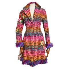 Superb Tweed Mathew Williamson Jewel Tone Embroidered Embellished Coat