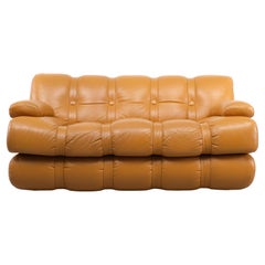 Superb Two seater sofa  Leather  1970s Italy 