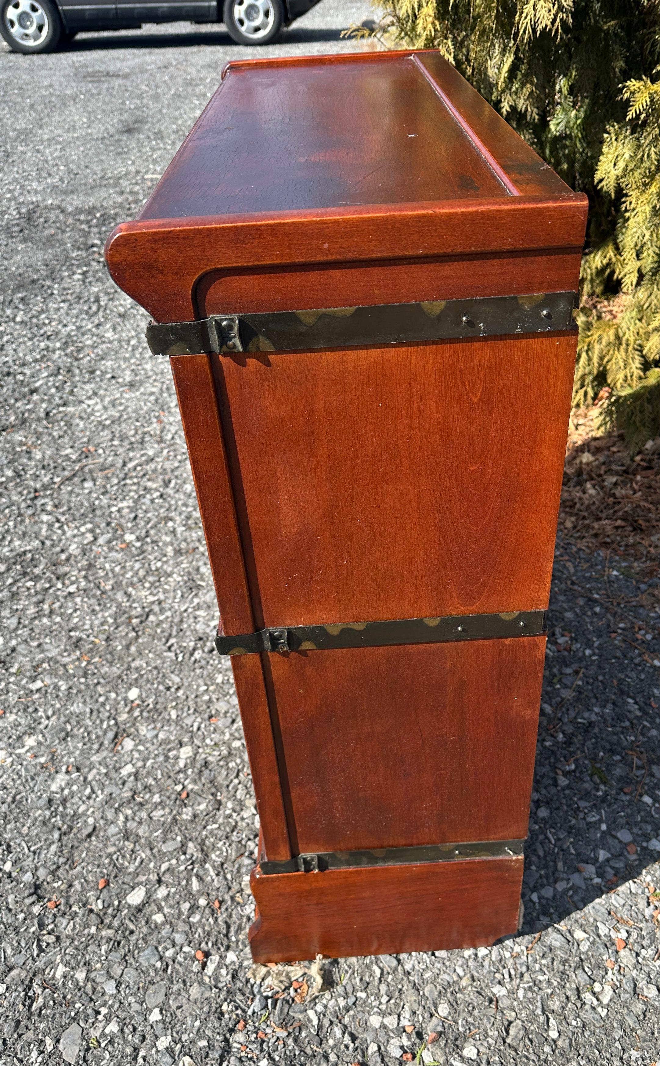 SUPERB Two-Section Barrister Bookcase with leaded glass - Stickley Era - W7631 For Sale 8