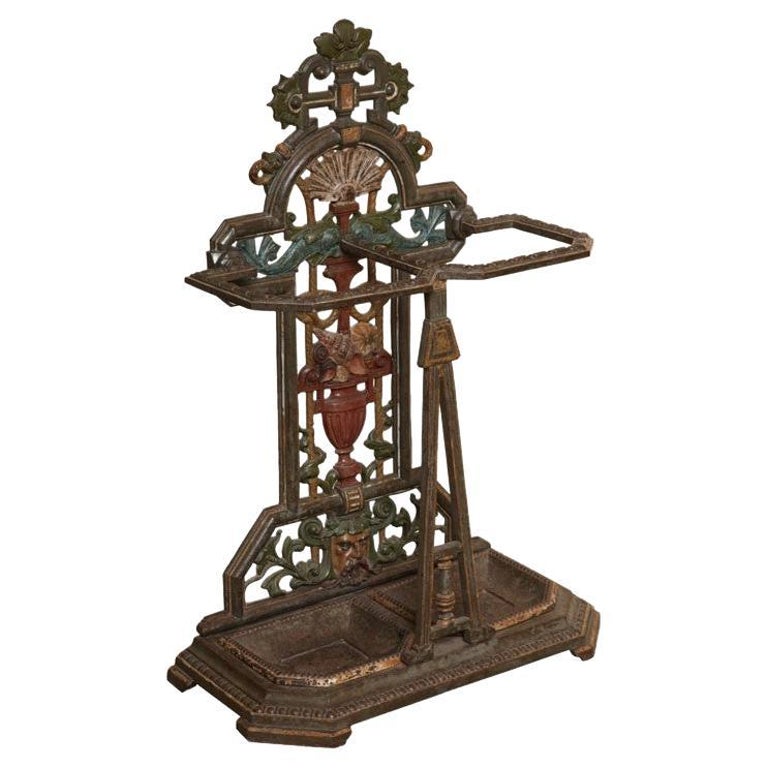 Superb and Unique 19th C Hand Decorated Cast Iron Shell and Dolphin