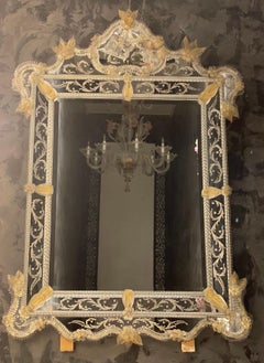 Superb Venetian Etched Murano Glass Mirror