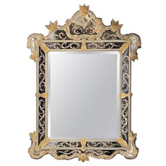 Superb Venetian Etched Murano Glass Mirror
