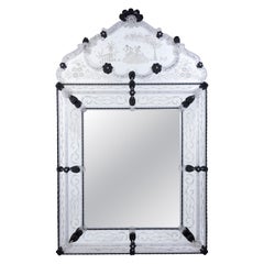 Superb Venetian Etched Murano Glass Mirror