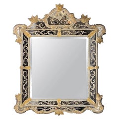Superb Venetian Etched Murano Glass Mirror