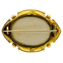 Superb Victorian 14 Karat Yellow Gold Pearl and Turquoise Brooch