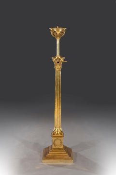Superb Victorian 19th Century Gilt Brass 'Corinthian Style Column' Standard Lamp