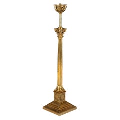 Antique Superb Victorian 19th Century Gilt Brass 'Corinthian Style Column' Standard Lamp