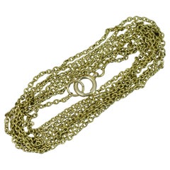 Superbe chaîne victorienne de 57" de long en or massif 15 carats à maillons Belcher Link Guard Muff Chain
