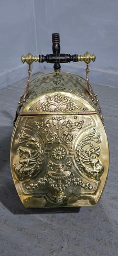 Superb Victorian Brass Coal Bin