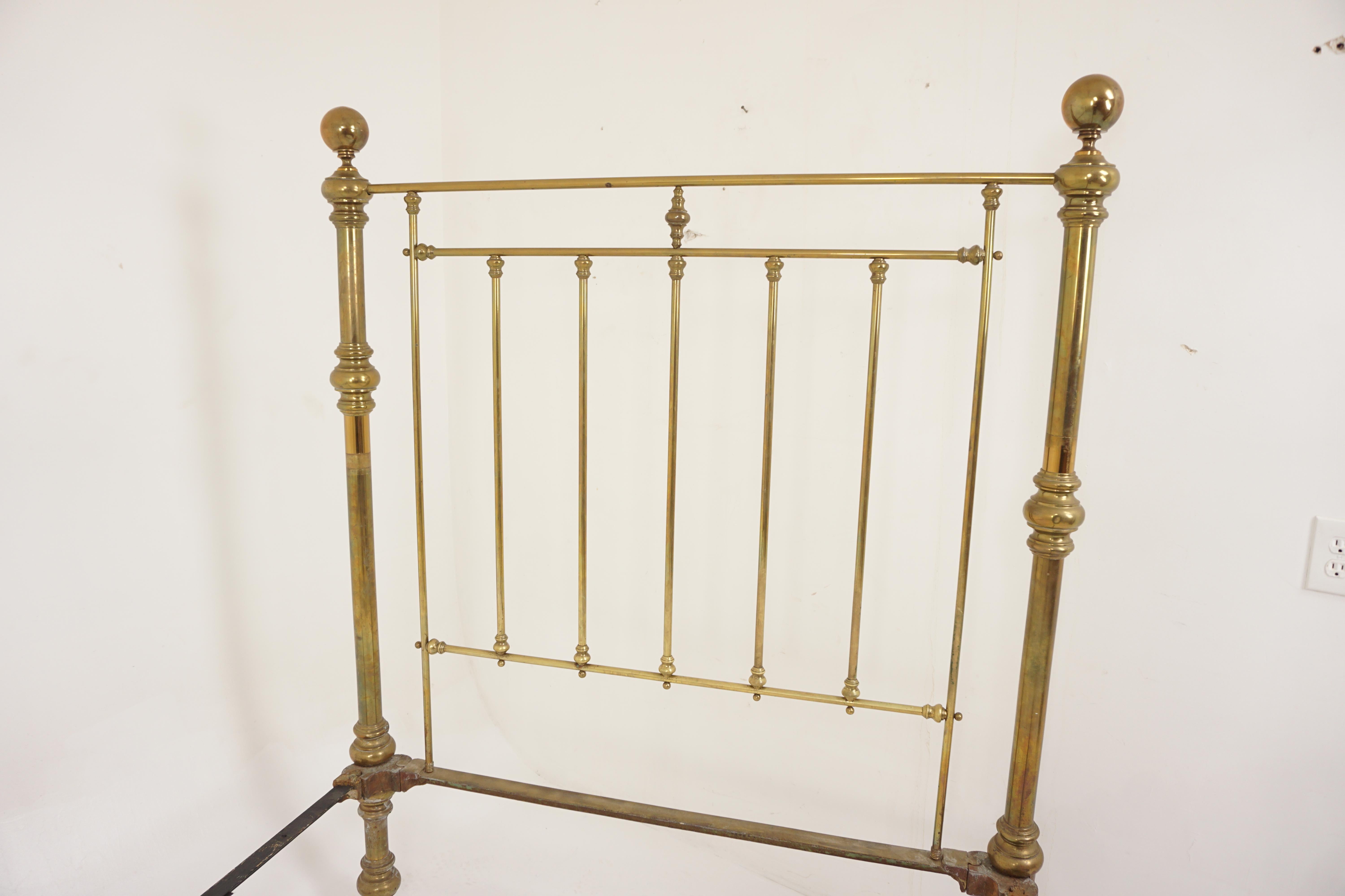 Scottish Superb Victorian Brass Double Bed with Rail, Scotland 1880, H933
