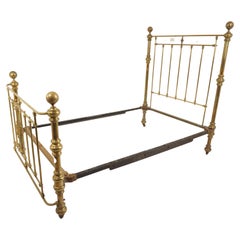 Superb Victorian Brass Double Bed with Rail, Scotland 1880, H933