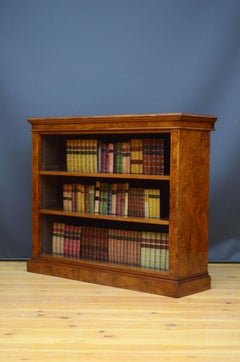 Superb Victorian Burr Walnut Open Bookcase