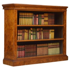 Superb Victorian Burr Walnut Open Bookcase