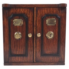 Antique Superb Victorian Oak Table Top Collectors Cabinet