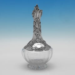 Superb Victorian Sterling Silver & Glass Claret Jug by Rawlings & Sumner, 1838