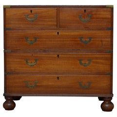Antique Superb Victorian Teak Military Chest