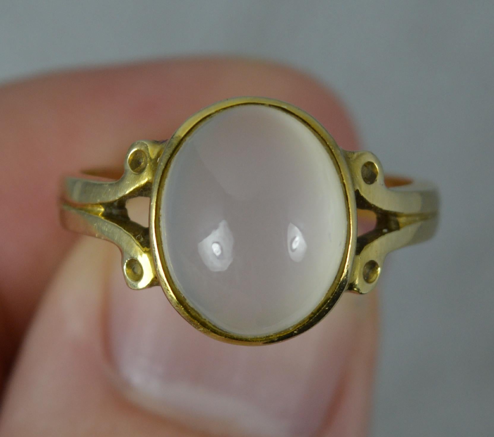 Women's Superb Vintage 14 Carat Gold and Single Moonstone Statement Ring