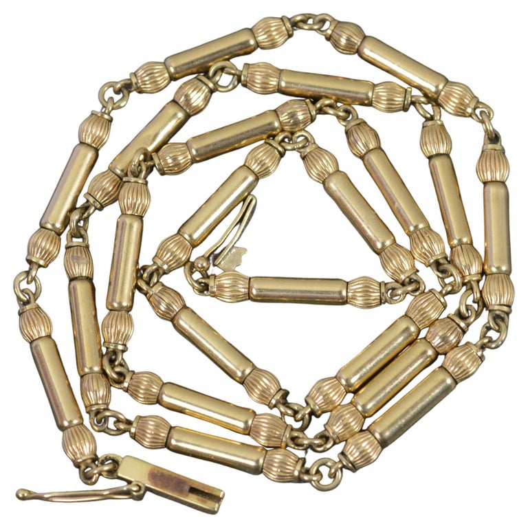 Superb Vintage 9 Carat Gold Fancy Link Chain For Sale at 1stDibs