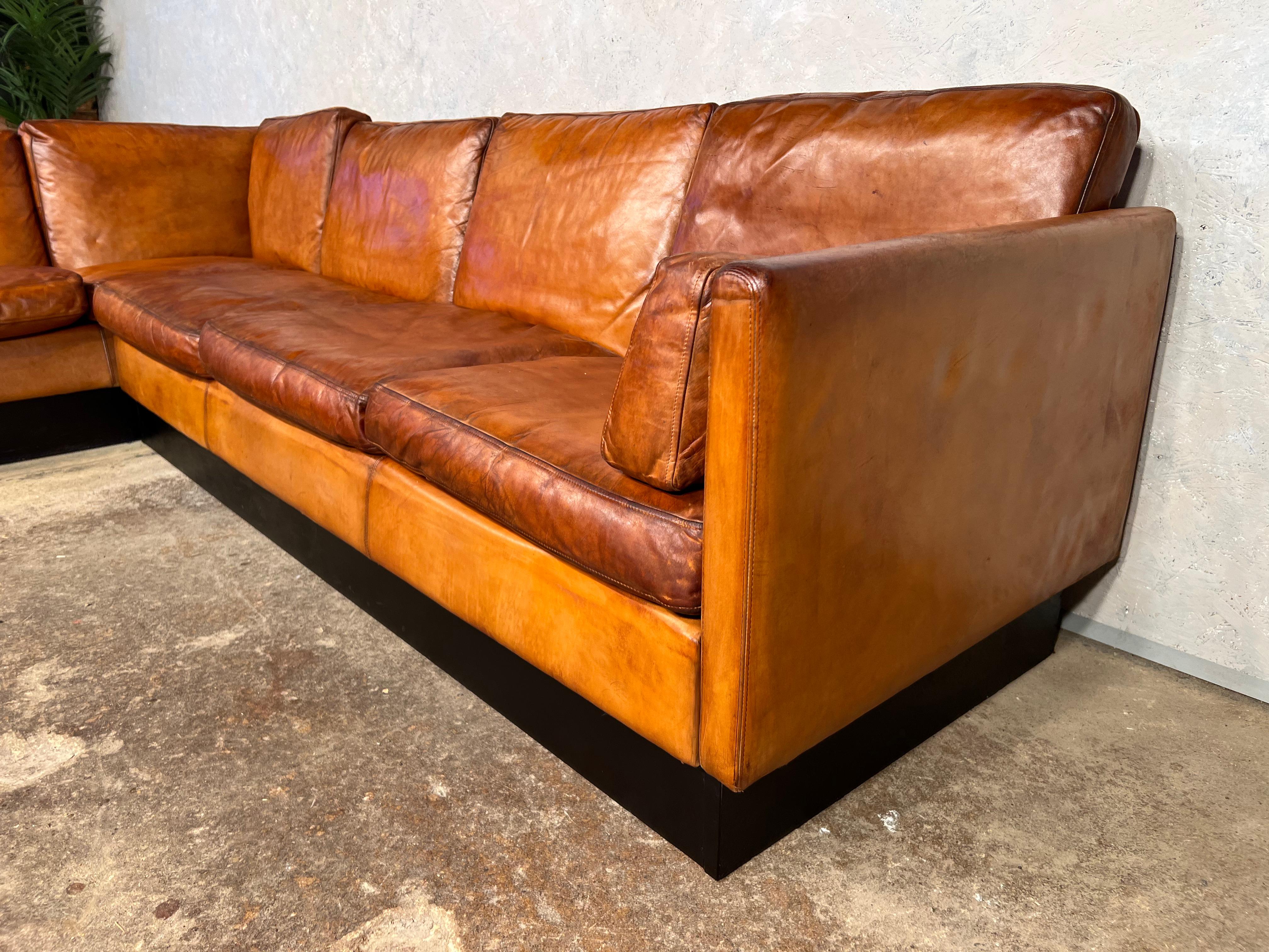 tan leather corner sofa