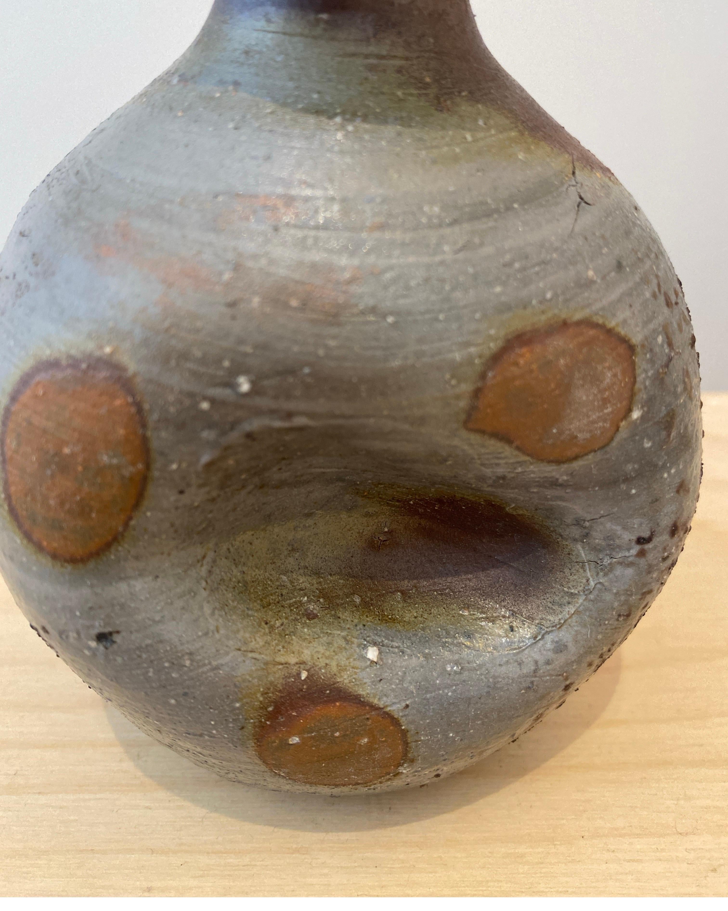 Superba pentola da sakè a doppia zucca Bizen Mingei degli anni '70, firmata in vendita 2