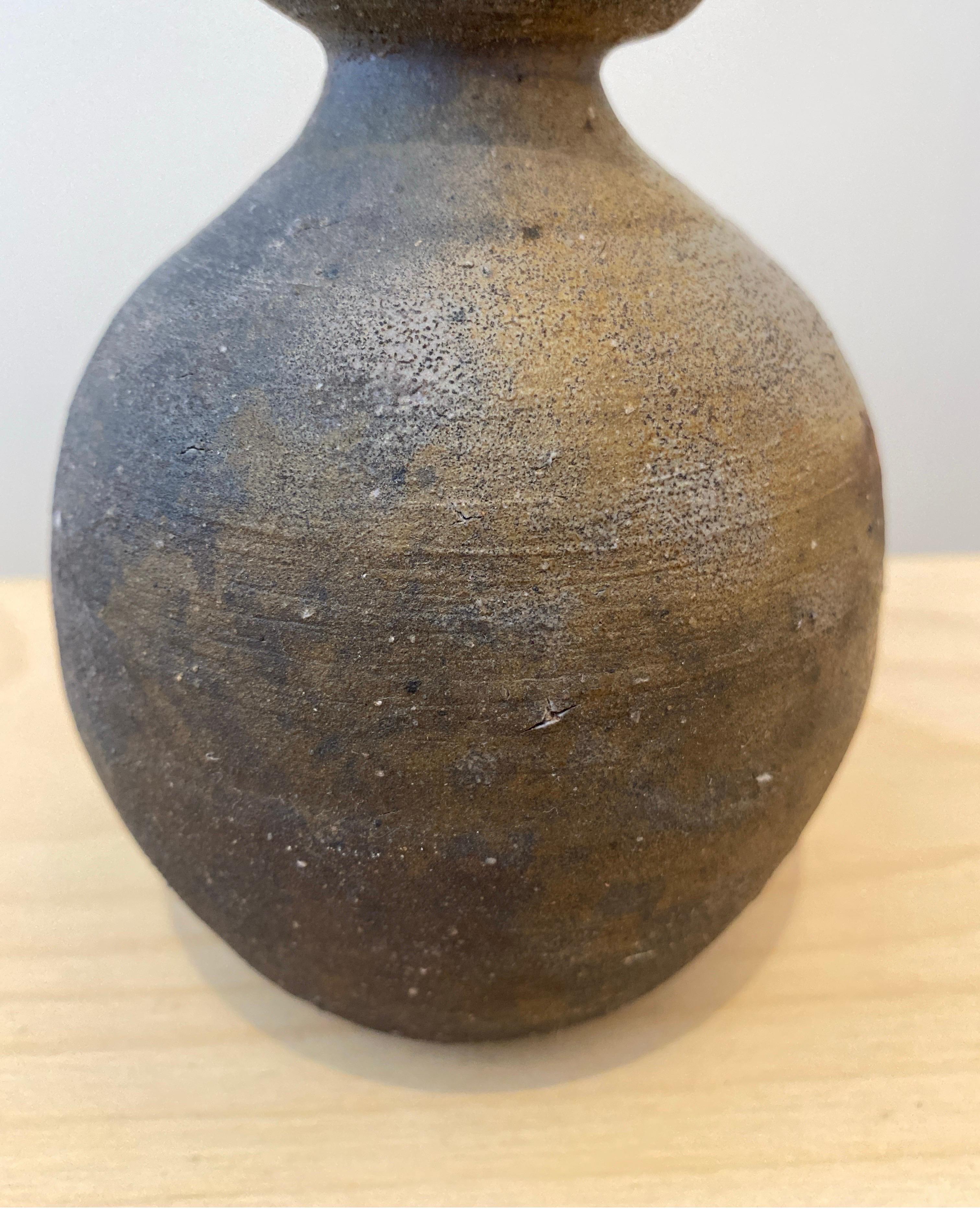 Superba pentola da sakè a doppia zucca Bizen Mingei degli anni '70, firmata in vendita 4